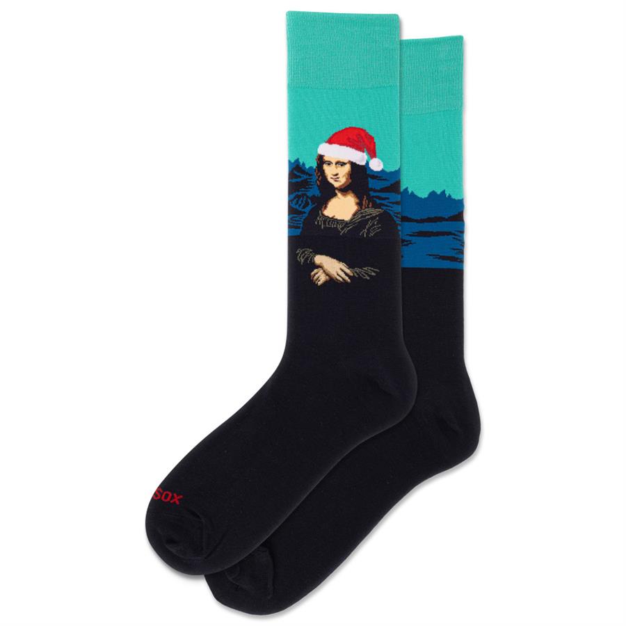Mona Lisa Santa Hat Socks