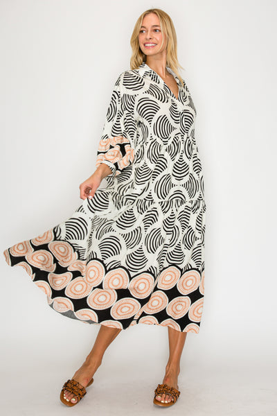 Through The Maze Collared Maxi Dress