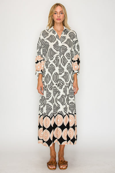 Through The Maze Collared Maxi Dress