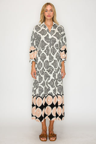 Through The Maze Collared Maxi Dress