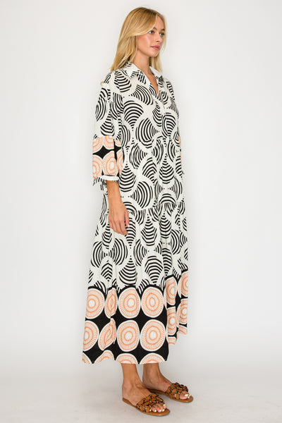 Through The Maze Collared Maxi Dress