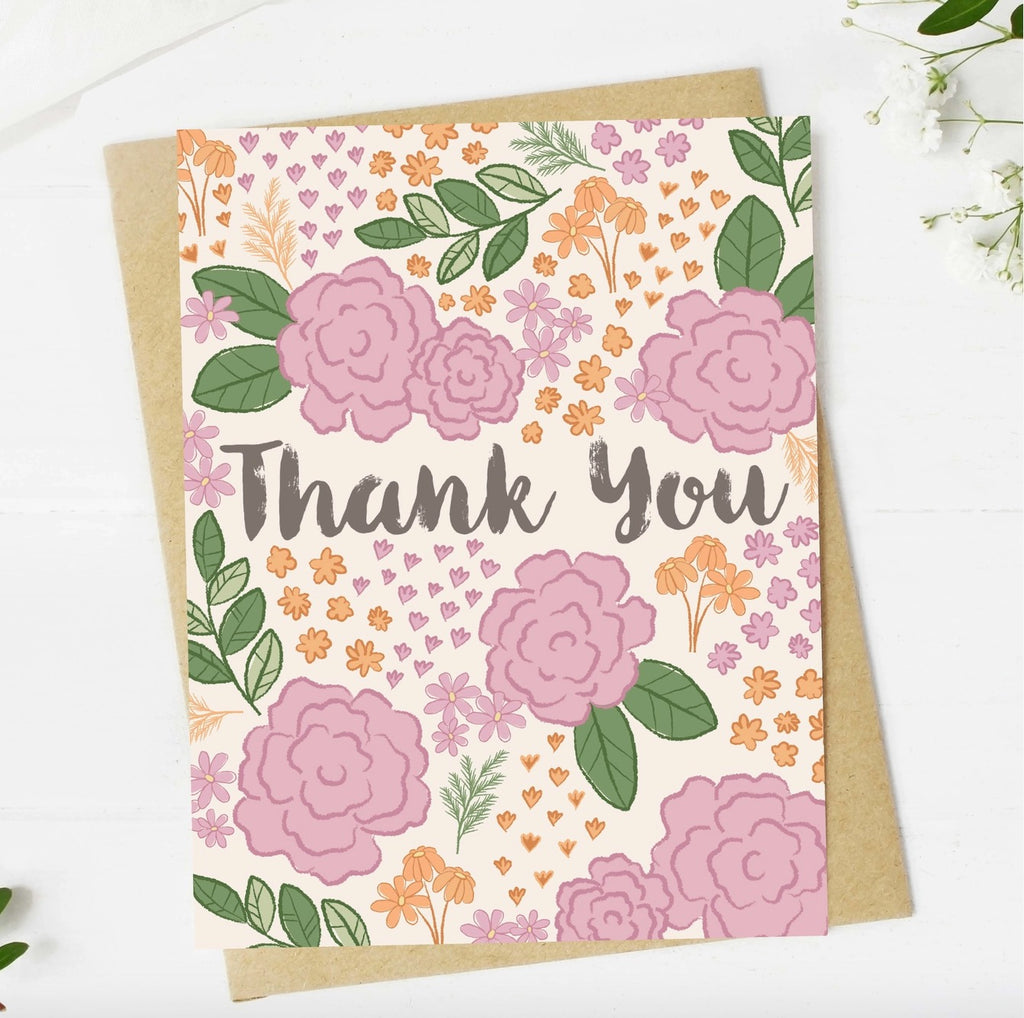 Thank You Purple Floral Card