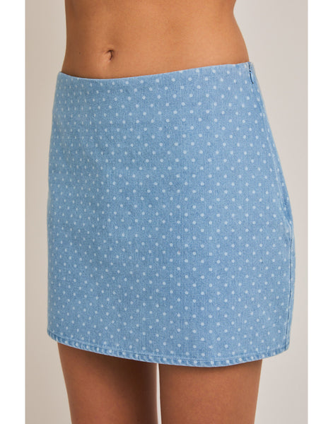 Polka Dot Denim Skirt
