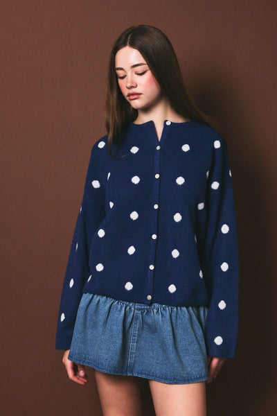 Polka Dot Long Sleeve Cardigan