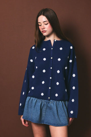 Polka Dot Long Sleeve Cardigan