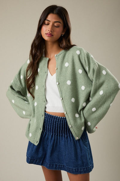 Polka Dot Long Sleeve Cardigan