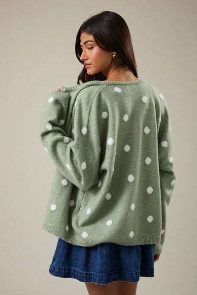 Polka Dot Long Sleeve Cardigan