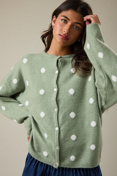 Polka Dot Long Sleeve Cardigan