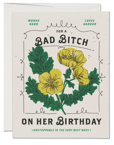 Bad Bitch Flowers Card