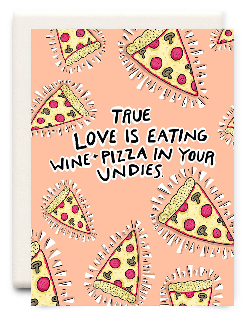 Wine and Pizza in Undies Card