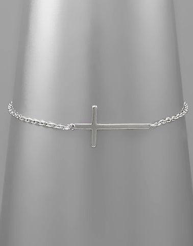 Sideways Cross Silver Bracelet